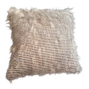 Monroe Faux Fur Feather THROW PILLOW 20"x20" Natural Brown Cream Hidden Zipper